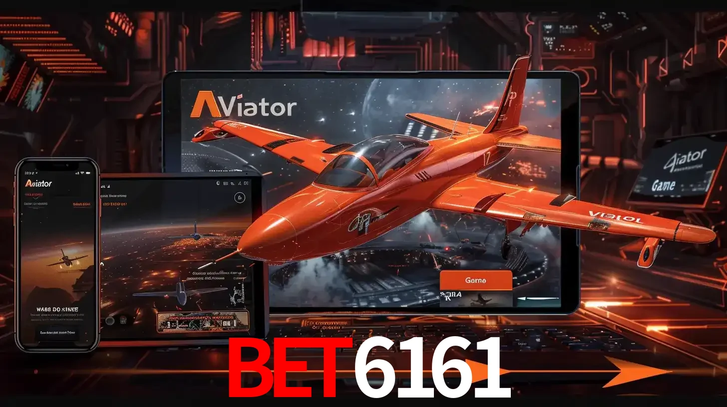 Apresentação tecnológica do jogo Aviator com um avião saindo da tela de um tablet, demonstrando a experiência imersiva em múltiplos dispositivos no BET6161.