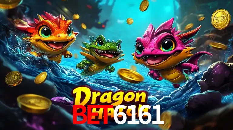 Arte promocional do jogo Dragon Hatch com três adoráveis dragões bebês nadando entre moedas de ouro, um dos slots mais divertidos para jogar no cassino BET6161.