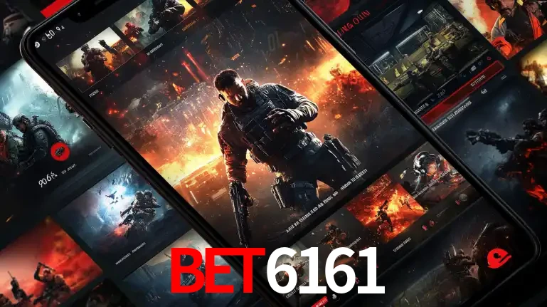 Tela de um celular exibindo uma galeria de jogos de tiro com temática militar, mostrando a variedade de e-sports disponíveis para apostas na plataforma de entretenimento BET6161.